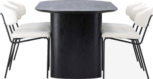 Venture Home Spisegruppe Isolde med 4 stk stoler Chico Svart Venture Home Spisegruppe Isolde med 4 stk stoler Chico Svart