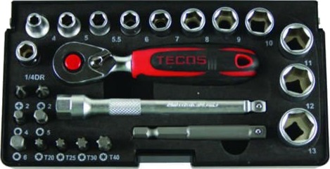 Tecos T-0623M 1/4" Pipesett M/Bits 24 Deler Tecos T-0623M 1/4" Pipesett M/Bits 24 Deler