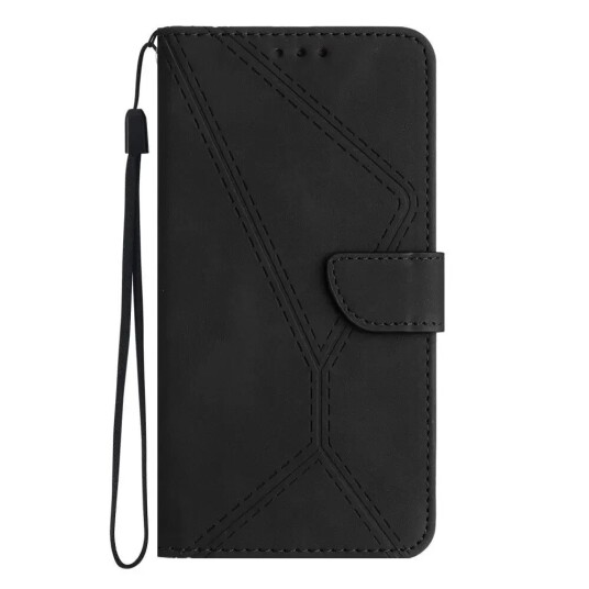 INCOVER Realme 11 5G Mønstret Skinn Deksel med Lommebok og Stropp - Svart INCOVER Realme 11 5G Mønstret Skinn Deksel med Lommebok og Stropp - Svart