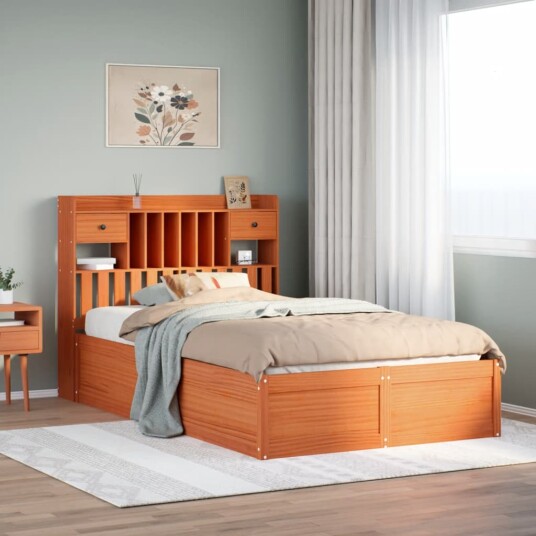 Sengeramme uten madrass brun 135x190 cm heltre furu 8721158622983