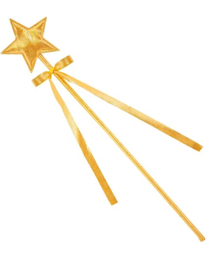 Gullfarget Fe stav/Tryllestav med Stjerne 39,5 cm