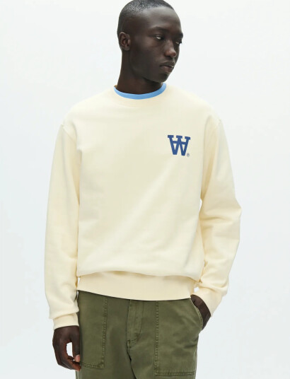 WOOD WOOD Wwnoel Aa Chest Print Sweatshirt   CreaM