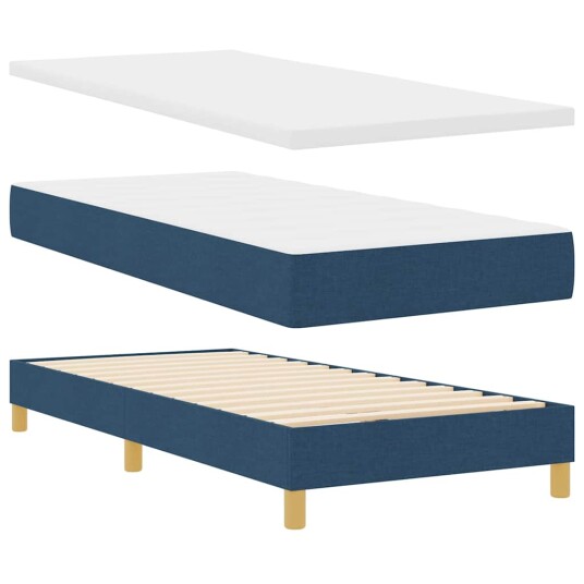 Seng med fjærmadrass Blå 90x200 cm Stoff Seng med fjærmadrass Blå 90x200 cm Stoff