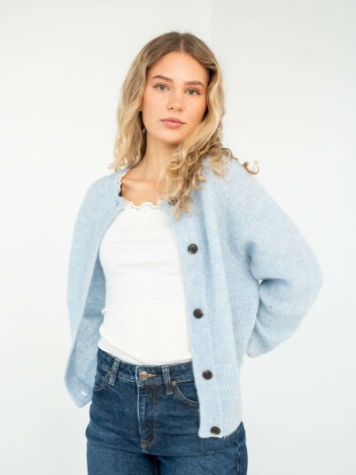Selected Femme Lulu Long Sleeve Knit Short Cardigan Blå XXL Selected Femme Lulu Long Sleeve Knit Short Cardigan Blå XXL