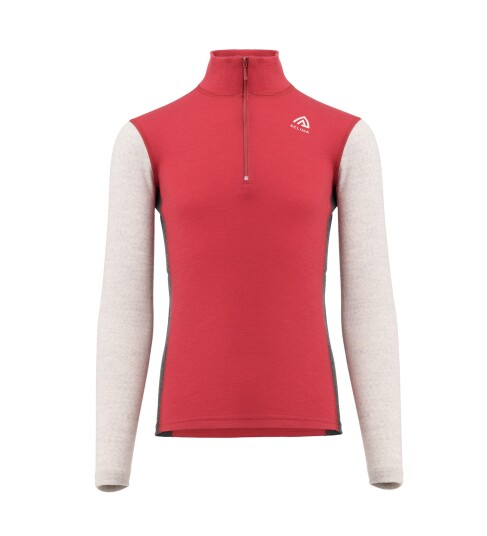 Aclima WarmWool Mockneck, JR Jester Red/Beige Melange 140