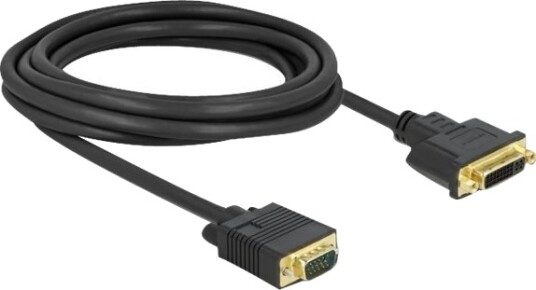 Delock Adapterkabel Enkeltlenke Dvi I Hunn Til Hd 15 Vga Hann 3 M Tommelskruer Svart