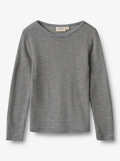Wheat Wool T-Shirt Long Sleeve Alfie Blå 104