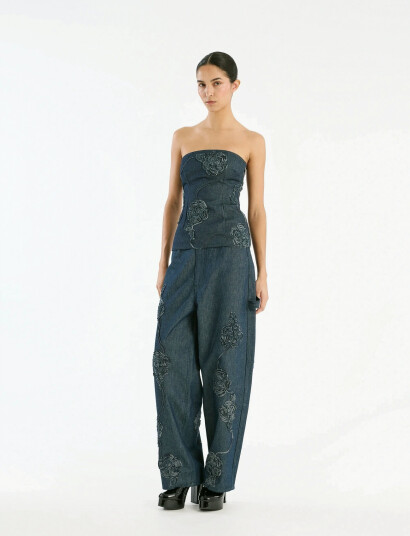 ROTATE Birger Christensen Denim Sleeveless Top - Navy - 42