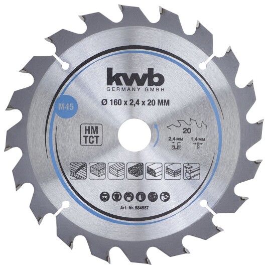 KWB Sirkelsagblad, Tct, Medium, Ø160/ø20 Mm, 20 Tenner
