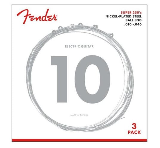 Fender Super 250r Gitarstrenger 3-Pk (010-046) Forniklet Stål, Ball End Fender Super 250r Gitarstrenger 3-Pk (010-046) Forniklet Stål, Ball End