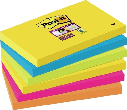 Post It Super Sticky Rio De Janeiro 655 6Ss Rio Eu Noter 76 X 127 Mm 540 Ark 6 X 90 Neongul Middelhavsblå Neongrønn Fuksia Neonoransje