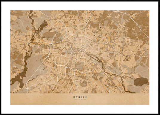 Sepia vintage map of Berlin in Germany Plakat Plakat / 70x100cm