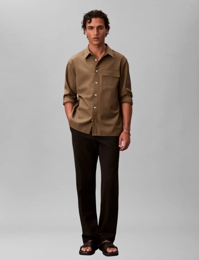 Calvin Klein Ls Travel Twill Easy Shirt Khaki green XL
