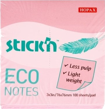 Notesblok Eco 76X76 100 Blad Lyserød 12 Stk.