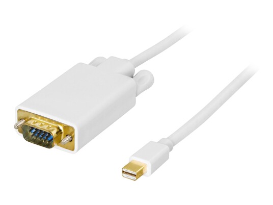Deltaco DisplayPort til VGA-kabel 2 m - Hvit, 1080p, 60 Hz