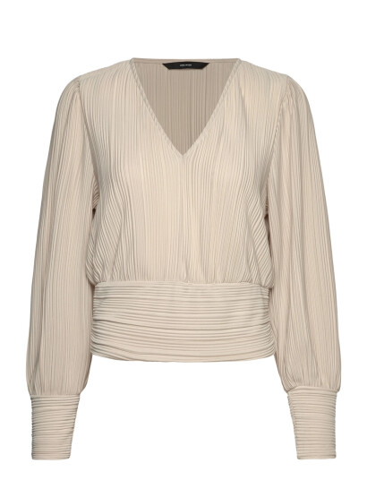 Vero Moda Vmaurora Ls V-Neck Top Jrs Ga - Beige - XS