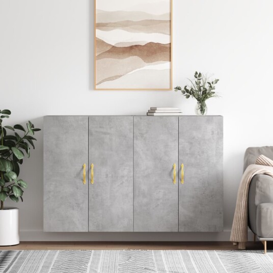 Veggskap 2 stk betonggrå 69,5x34x90 cm 8720845408565
