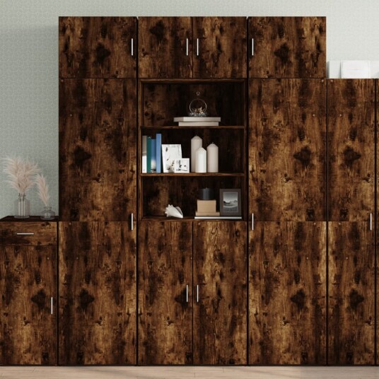Oppbevaringsskap røkt eik 70x42,5x225 cm konstruert tre