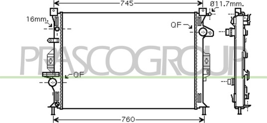 PRASCO FD110R005 Radiator motorkjøling PRASCO FD110R005 Radiator motorkjøling