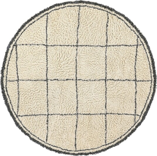 Rundt teppe Lana Natural Cotton Shaggy krem/mørk grå Størrelse: Ø 200 cm