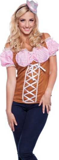 Oktoberfest Korsettopp med Fastsydd Bluse