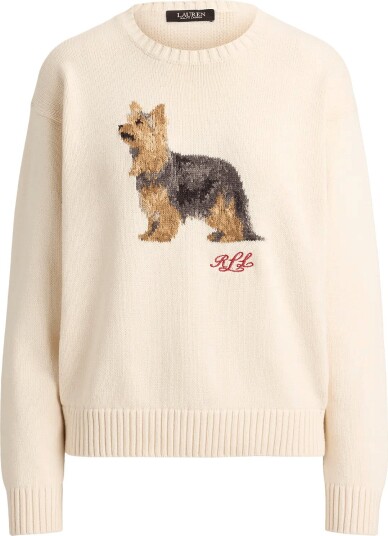 Lauren Ralph Lauren Intarsia Knit Yorkshire Terrier Sweater MASCARPONE CREAM XS