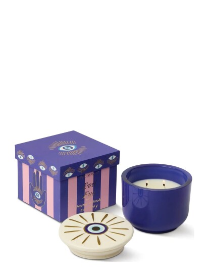 Paddywax Doftljus Charmed Evil Eye 226 GBlått Glas Med Lock I Keramik Incense & Smoke Purple 10.5X10.5X8.3CM