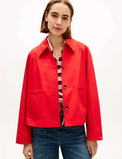 Tommy Hilfiger Cotton Short Jacket Red L Tommy Hilfiger Cotton Short Jacket Red L