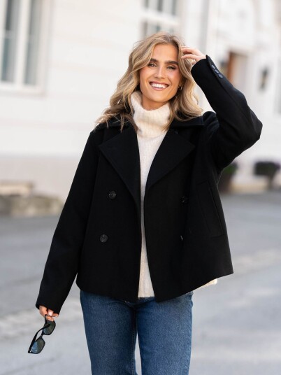 Selected Femme Alma Short Wool Jacket Sort 42 Selected Femme Alma Short Wool Jacket Sort 42