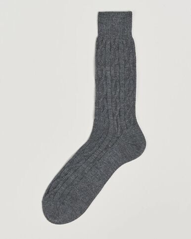 Bresciani Link Ribbed Wool Socks Light Grey Bresciani Link Ribbed Wool Socks Light Grey