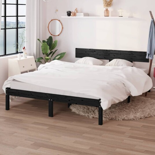 vidaXL Sengeramme svart heltre furu 160x200 cm vidaXL Sengeramme svart heltre furu 160x200 cm