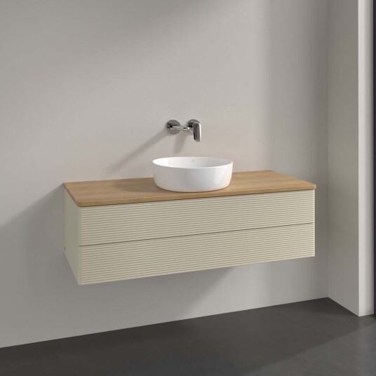 Villeroy & Boch  Antao Servantskap med 2 skuffer 120x50x36 cm m/lys Grå Matt/Eik