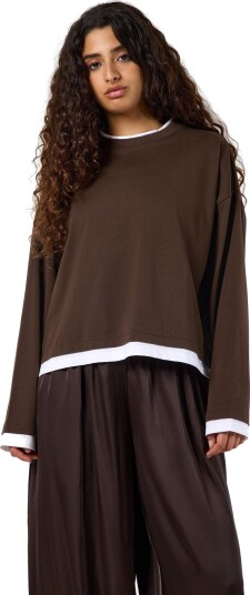 NOISY MAY Nmember L/S Double Layer Top Brown XS