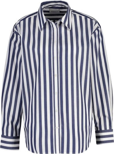 Gant Rel Striped Classic Poplin Shirt   Navy   36
