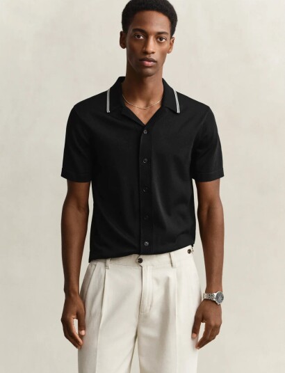 GANT Resort Collar Polo Black L GANT Resort Collar Polo Black L
