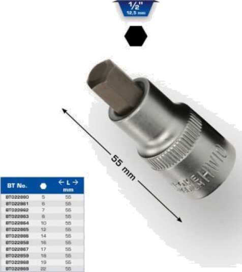 Brilliant Tools 1/2" Stikkontakt 55 mm Håndverktøy Pipenøkkelinnsats