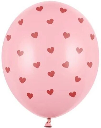 6 stk 30 cm Pastell Rosa Ballonger med Hjerter 6 stk 30 cm Pastell Rosa Ballonger med Hjerter