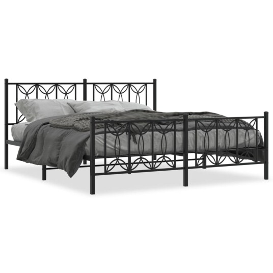 Sengeramme i metall med hode- og fotgavl svart 183x213 cm 8721102644146
