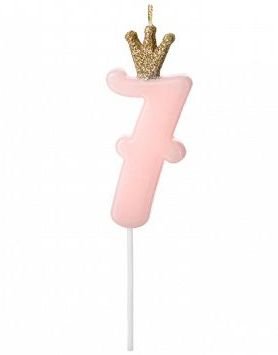 Tallet 7 Rosa Kakelys med Gullkrone 9,5 cm