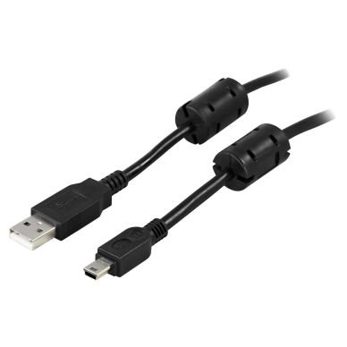 Deltaco USB 2.0 Mini-USB kabel 2m - Svart, 480 Mbit/s
