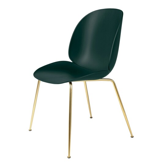 Gubi Beetle Stol Uten Trekk Conic Base Messing Grønn