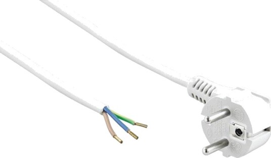 1,5 meter strømkabel 250V IP20 innendørs hvit Schuko støpsel og avisolerte ledninger 16A 1,5 meter strømkabel 250V IP20 innendørs hvit Schuko støpsel og avisolerte ledninger 16A