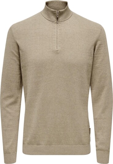 ONLY & SONS Onsloui Reg 12 Mel Half Zip Knit Noos Beige S