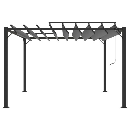 vidaXL Paviljong med lamelltak 3x3 m antrasitt stoff og aluminium