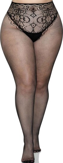 Fishnet Nettingsstrømpebukse Tights med Søm bak Plus Size