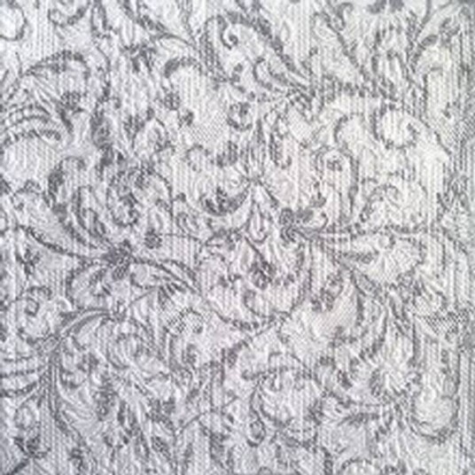Lunsj serviett Elegance Damask White/Silver