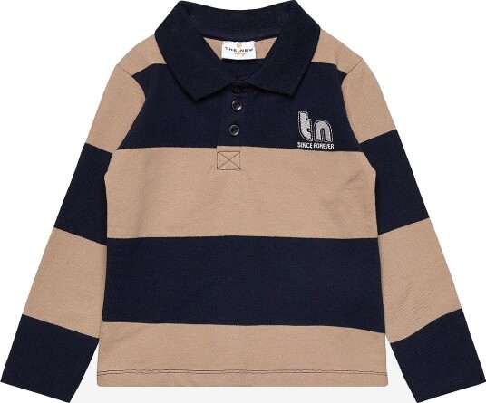 THE NEW SIBLINGS Tnstrinon L_S Pique Polo - NAVY BLAZER STRIPED - 80