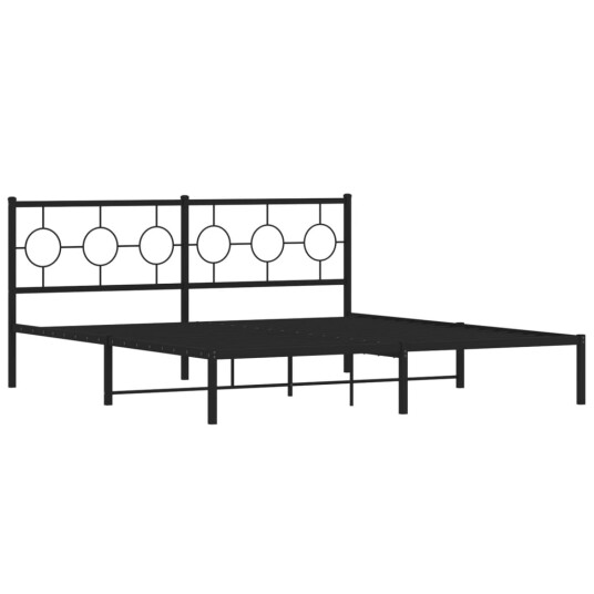 Sengeramme i metall med sengegavl svart 180x200 cm 376230 Sengeramme i metall med sengegavl svart 180x200 cm 376230