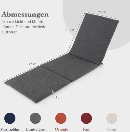 Sett med utendørs lenestolputer – mørkegrå skumpolstret 182x59 cm