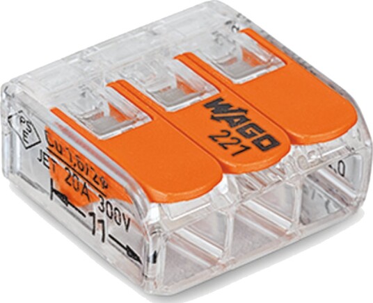Wago Koblingsklemme 221-613 3-Leder Transparent 5stk Wago Koblingsklemme 221-613 3-Leder Transparent 5stk